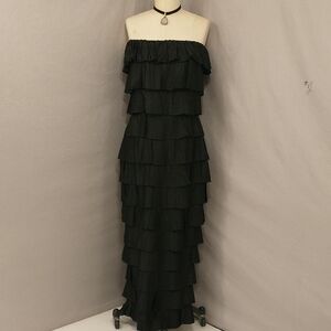 Callaghan Italian Design House Flirty Black Ruffle Maxi Dress Strapless SeeMes